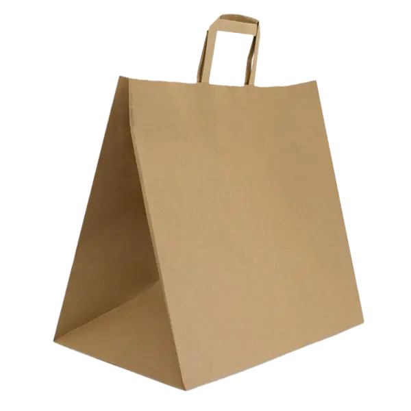 Large Brown Kraft Delivery Flat Handle Bag