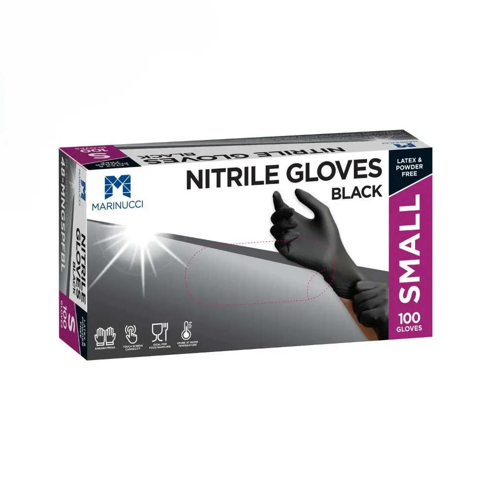 [48-MNGSPFBL] Black Powder Free Nitrile Glove (Small)