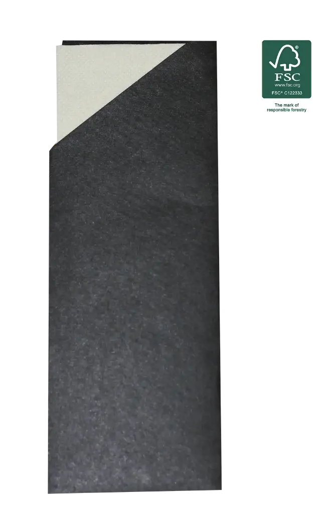 Cutlery Pocket Black W/ White Napkin