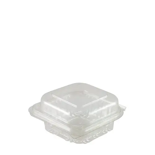[EC-FV0407] Hinged Lid Burger Container RPET Clear Small