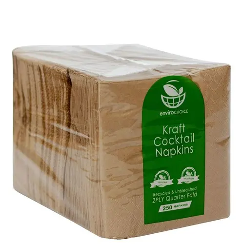 Napkins 2 Ply Qtr Fold Kraft Cocktail