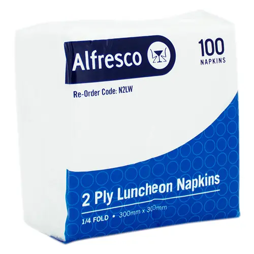 2 Ply White Luncheon Napkin 1/4 Fold