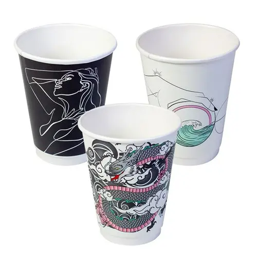 12 Oz Paper Coffee Cup Double Wall Ink Series