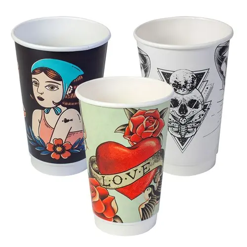 16oz Paper Coffee Cup Double Wall Ink Series