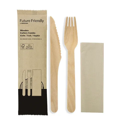 [FFWCOMBO-U] Wooden Cutlery Fork/ Knife/ Napkin Combo