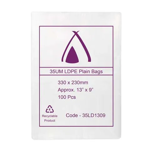 (13x9in) 330x230mm 35um LDPE Poly Bags 