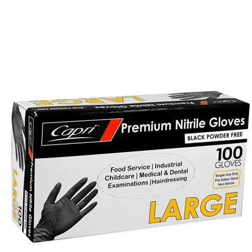 Gloves Nitrile Powder Free Black Large