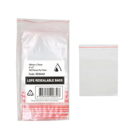 4x3in Resealable Bag 100x75mm