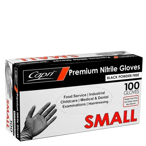 [C-GN0040] Gloves Nitrile Powder Free Black (Small)