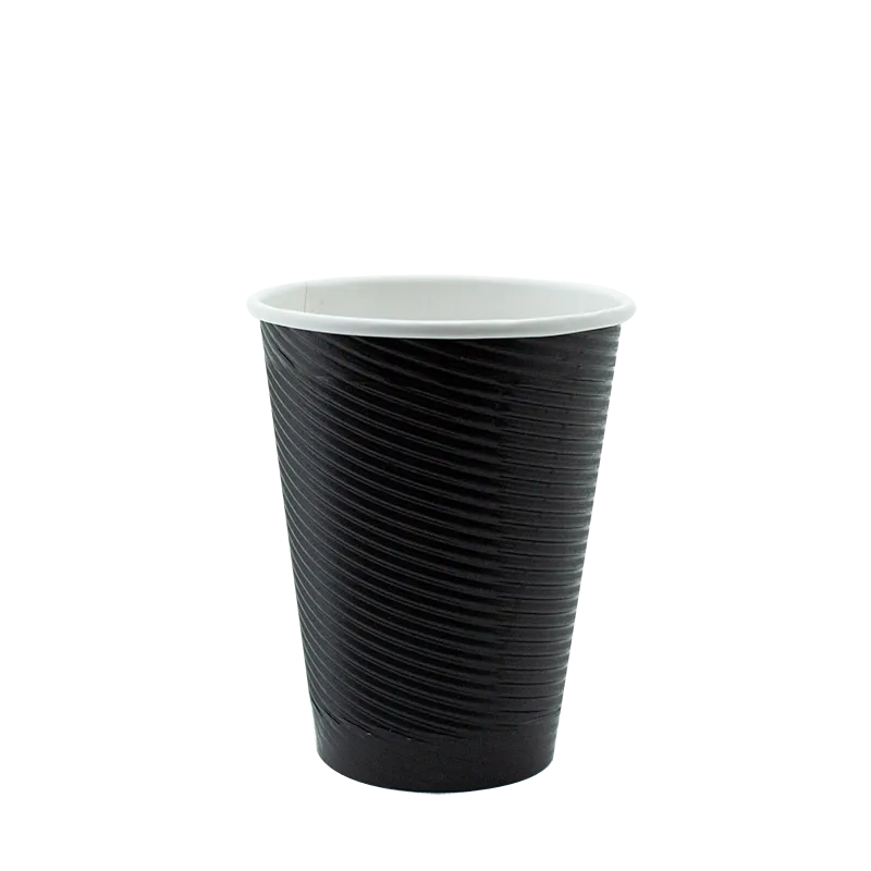 [12RWC-C] 12oz Charcoal Ripple Wall Coffee Cup