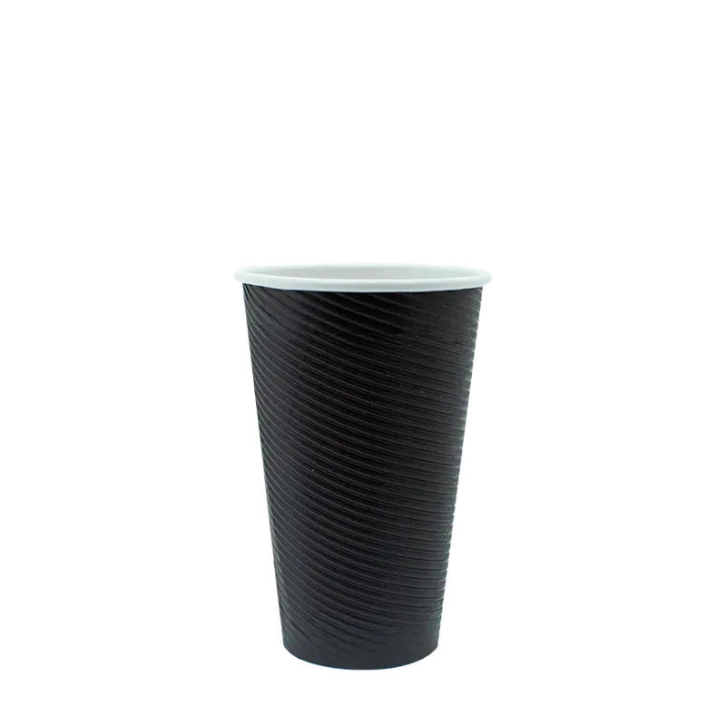 [16RWC-C] 16oz Charcoal Ripple Wall Coffee Cup