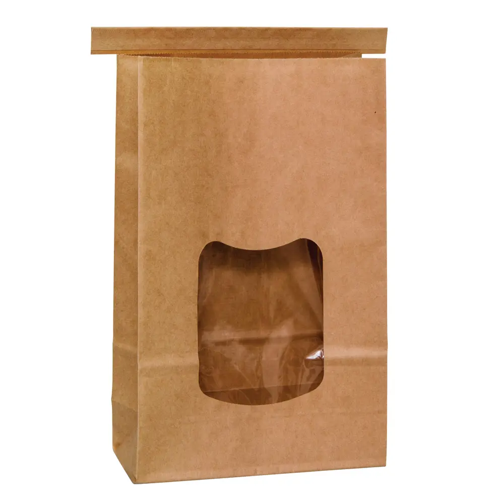 Large Brown Tin Tie Bag With Clear Window