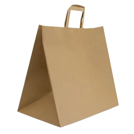 [BKFHBUEL-F] Large Brown Kraft Delivery Flat Handle Bag
