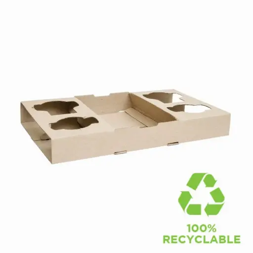 [C-CT0200] Carry Tray Cardboard Kraft 4 Cup
