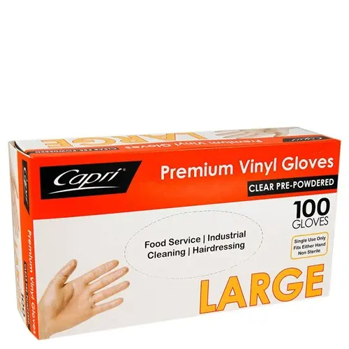 [C-GV0003] Gloves Vinyl Powdered Clear Large