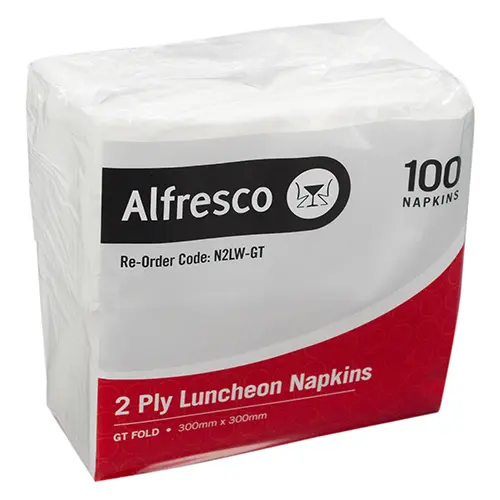 [N2LW-GT] 2 Ply Whte Luncheon Napkin Gt Fold