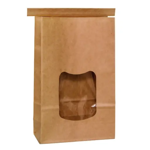 [03-RBTTWLB] Large Brown Tin Tie Bag With Clear Window